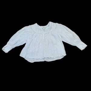 Love Shack Fancy Blouse White Peasant Victorian Lace Embroidered Long Sleeve